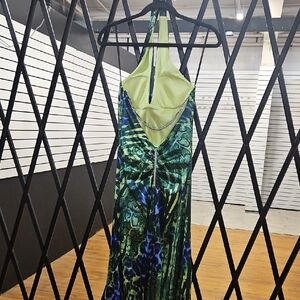 Jump Vibrant Green and Blue Backless Dress